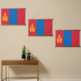 Mongolia flag wandteppich mit holzrahmen