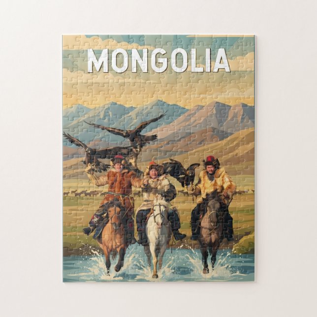 Mongolia Illustration Reise Kunst Vintage (Vertikal)