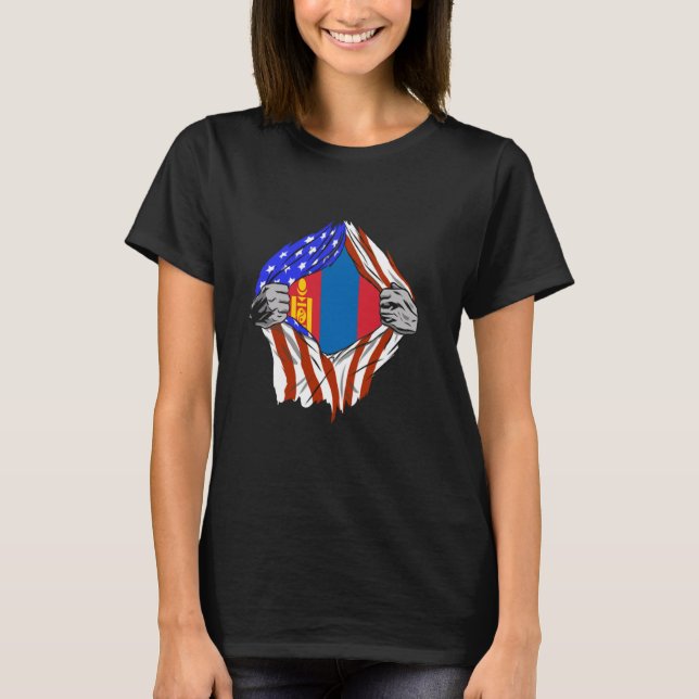 Mongolia Mongolian Chest USA Mongolian Flag Mongol T-Shirt (Vorderseite)