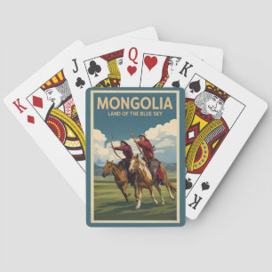 Mongolia Reiter Illustration Reise Kunst Vintage Spielkarten