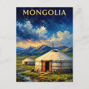 Mongolia: Serene Steppe Nomad Ger Art Souvenir Postkarte