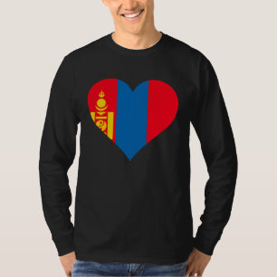 Mongolische Flagge Herz Mongolische Geschenke Lieb T-Shirt