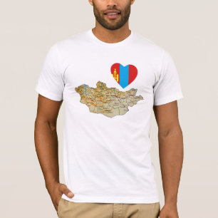 Mongolische Flagge Herz und T - Shirt Karte