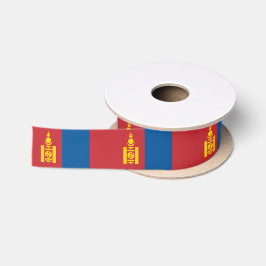 Mongolische Flagge & Mongolei - Reise, Urlaub/Spor Satinband