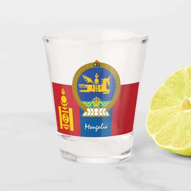 Mongolische Flagge & Mongolische Landpatriotin / S Schnapsglas (Vorderseite)