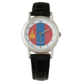 Mongolische Flagge & mongolische Mode /Design Armbanduhr