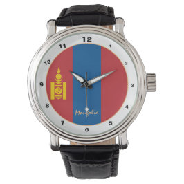 Mongolische Flagge & mongolische Mode /Design Armbanduhr