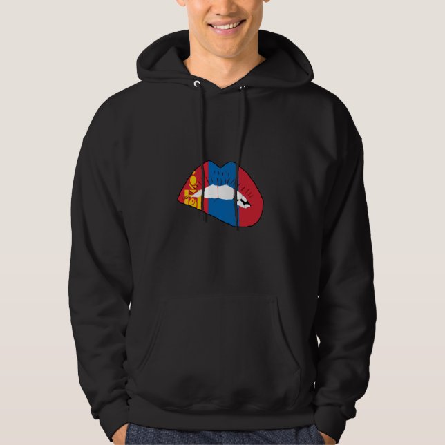 Mongolische Flagge Mongolischer Pride Lip Mongolei Hoodie (Vorderseite)