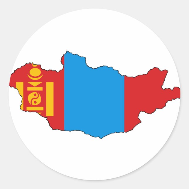 Mongolische Flagge Runder Aufkleber (Vorderseite)