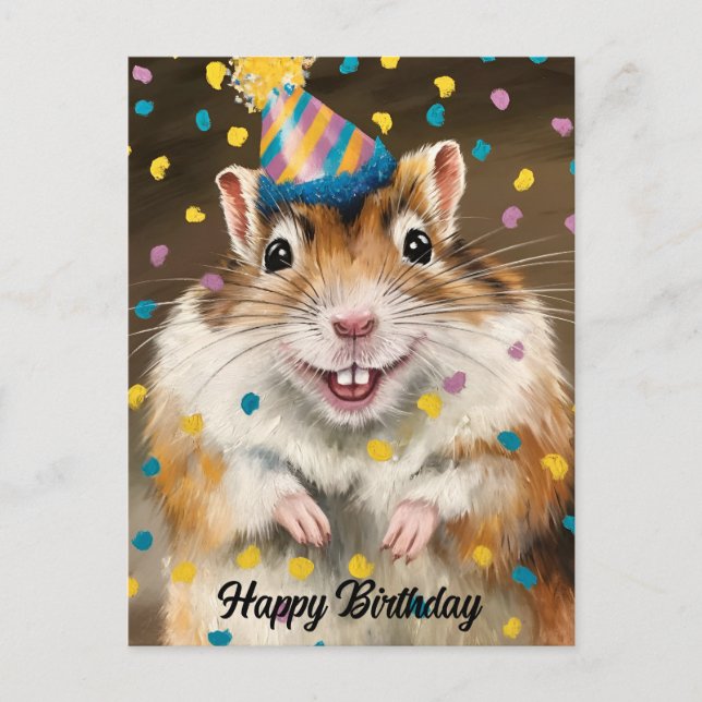 Mongolische Rennmaus Konfetti Postkarte (Vorderseite)