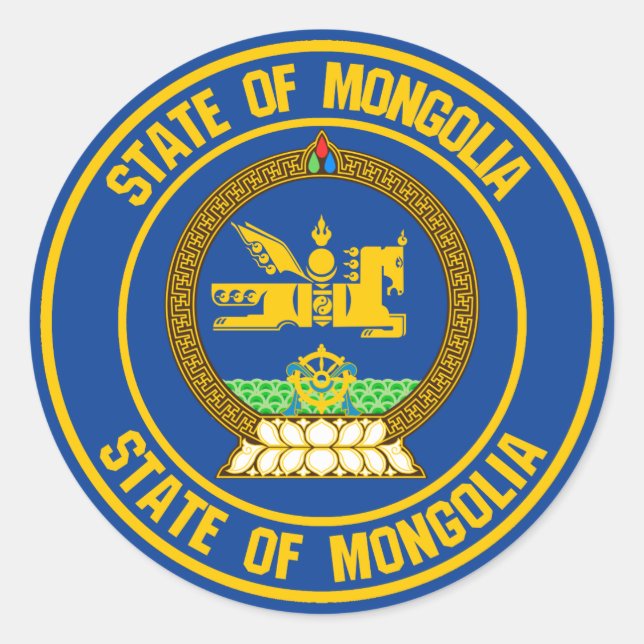 Mongolische RundEmblem Runder Aufkleber (Vorderseite)