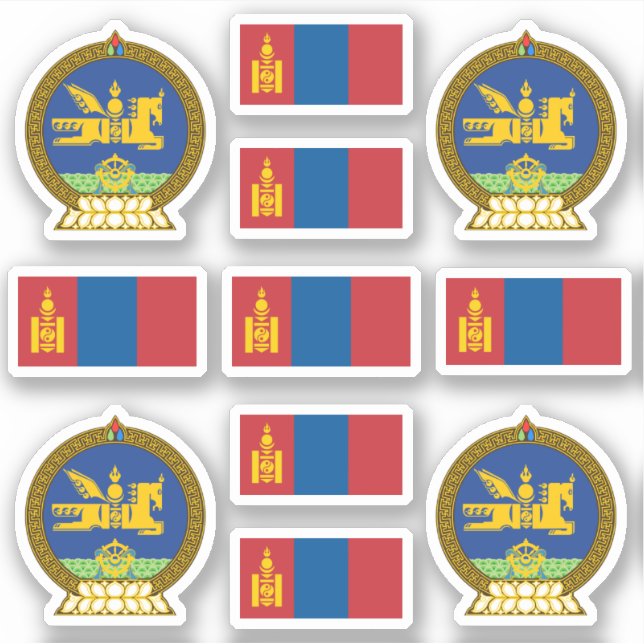 mongolische Staatssymbole / Wappen und Flagge Aufkleber (Vorderseite)