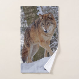 Mongolischer Alphawolf im Schnee Handtuch