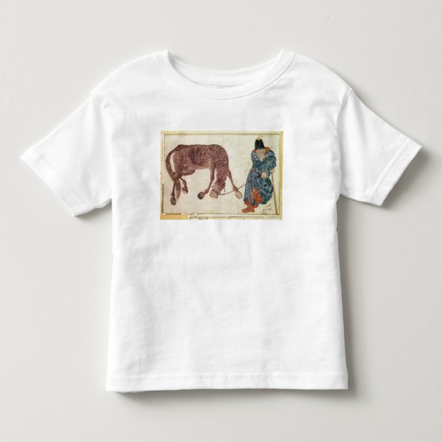 Mongolischer Nomade, der sein Pferd zum Wasser Kleinkind T-shirt (Vorderseite)