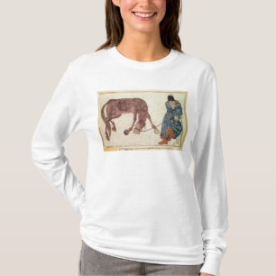 Mongolischer Nomade, der sein Pferd zum Wasser T-Shirt