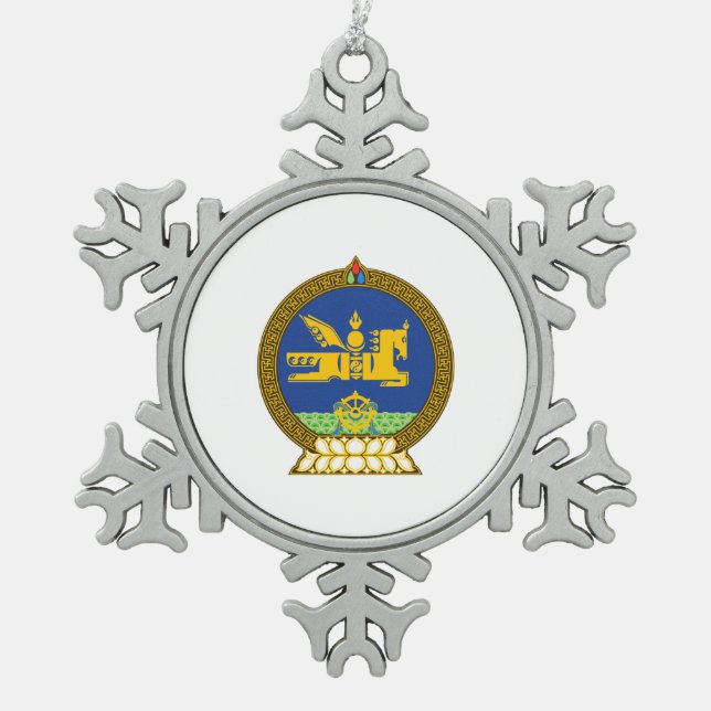 Mongolisches Emblem Schneeflocken Zinn-Ornament (Vorderseite)