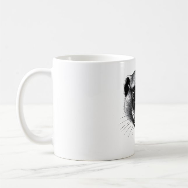 Mongoose Head Black & White T - Shirt Kaffeetasse (Links)