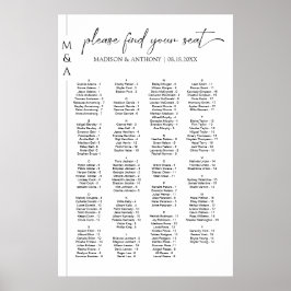 Mongram Alphabetisches Hochzeitdiagramm Poster