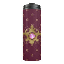 Mongram aus Burgund und Gold Paris Edelstein