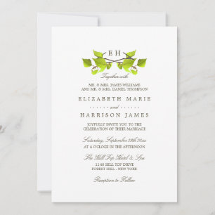 Mongram Birch Tree Branch Wedding Einladung