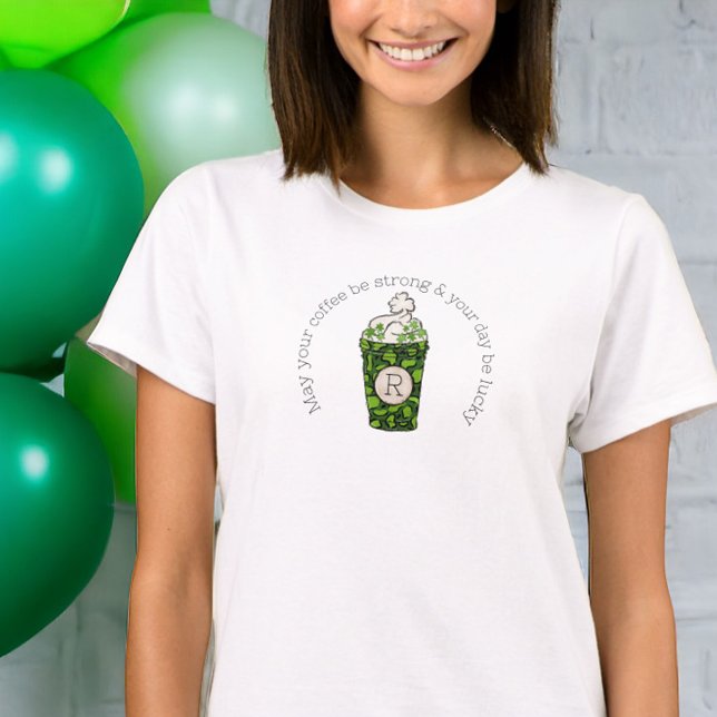 Mongram Coffee St Patrick's Day Festive Funny T-Shirt (Von Creator hochgeladen)