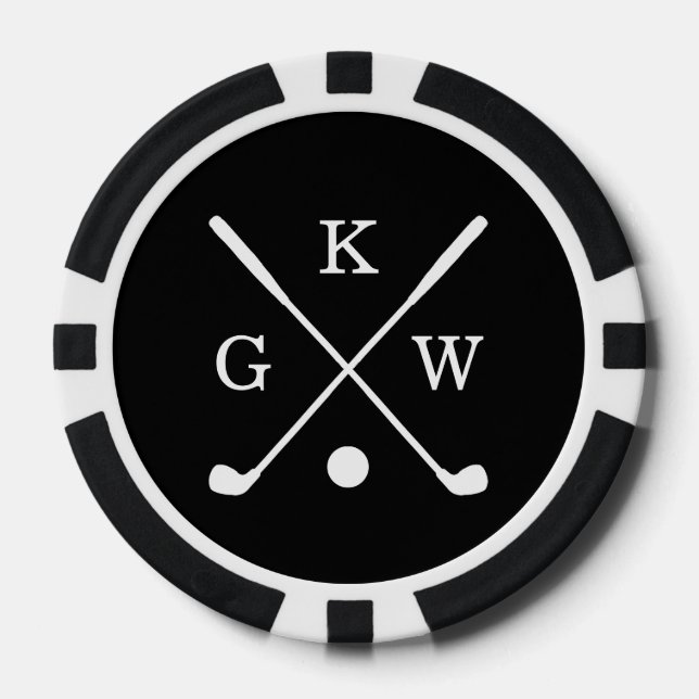 Mongram für 3-Buchstaben-Golf-Clubs Pokerchips (Vorderseite)