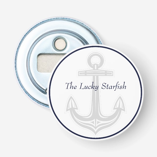 Mongram für das blaue Anchor-Strandhaus der Nautis Flaschenöffner (Vorderseite)