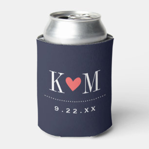 Mongram für Hochzeiten von Marine und Korallen Dosenkühler