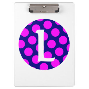 Mongram für Navy und Magenta Polka Dot Klemmbrett