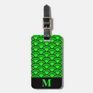Mongram Green Art Deco Scallop Fish Scales Gepäckanhänger