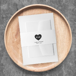 Mongram Heart Modern Wedding Einladungsbanderole