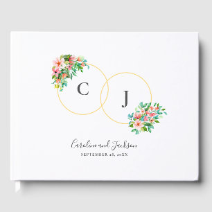 Mongram Hochzeitbuch für tropische Blume Gästebuch