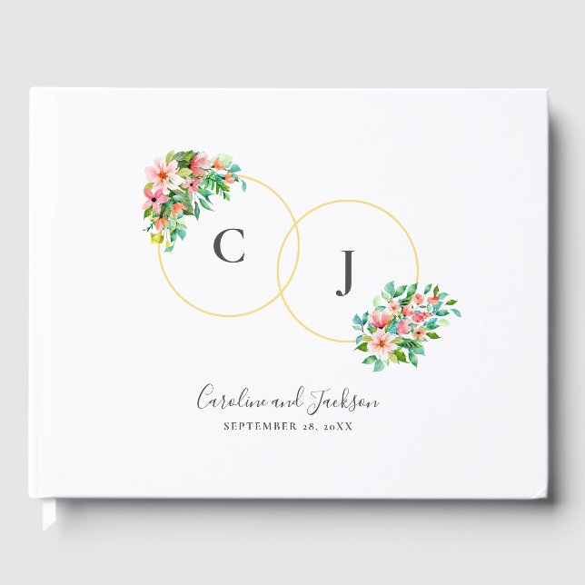 Mongram Hochzeitbuch für tropische Blume Gästebuch (Vorderseite)