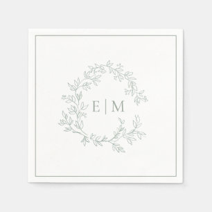 Mongram Hochzeitstich für das moderne Wappen mit g Serviette