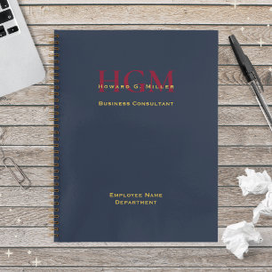 Mongram Logo Navy Burgundy Gold Employee Notizbuch