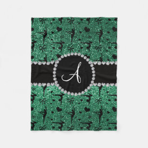 Mongram Minze Green Glitzer Gymnastikherzen Fleecedecke