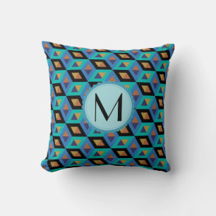 Mongram Modern Geometric Hexagons Muster Kissen