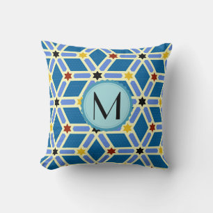 Mongram Modern Geometric Hexagons Muster Kissen