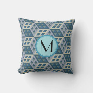 Mongram Modern Geometric Hexagons Muster Kissen