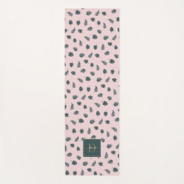 Mongram Monstera Palm Green Blätter mit Name Yogamatte