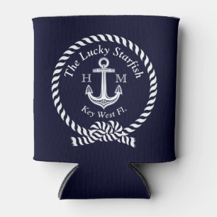 Mongram Nautic Boat Name Anchor Rope Navy Dosenkühler