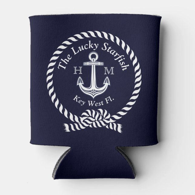 Mongram Nautic Boat Name Anchor Rope Navy Dosenkühler (Vorderseite)