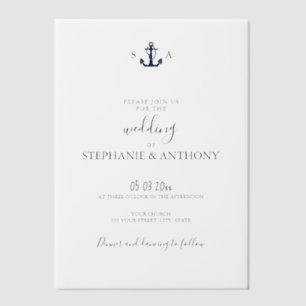 Mongram Nautical Navy Blue Anchor Hochzeit