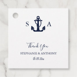 Mongram Nautical Navy Blue Anchor Hochzeit Geschenkanhänger