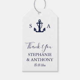 Mongram Nautical Navy Blue Anchor Hochzeit Geschenkanhänger