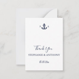 Mongram Nautical Navy Blue Anchor Hochzeit Mitteilungskarte