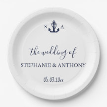 Mongram Nautical Navy Blue Anchor Hochzeit