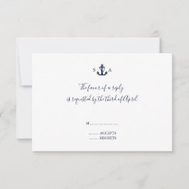 Mongram Nautical Navy Blue Anchor Hochzeit RSVP Karte