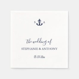 Mongram Nautical Navy Blue Anchor Hochzeit Serviette