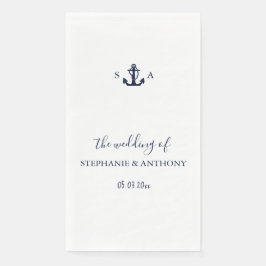 Mongram Nautical Navy Blue Anchor Hochzeit Serviette